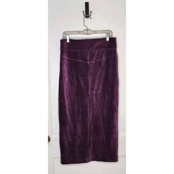 NWT Free People NWT Roxy Ribbed Maxi Pencil Skirt Sz Large Zip Front Purple Soft - Picture 2 of 7